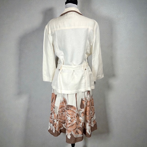 NWT Jones Wear Floral Skirt Suit Sz 16 14 Linen Utility Jacket Spring Safari Y2K - Picture 2 of 16